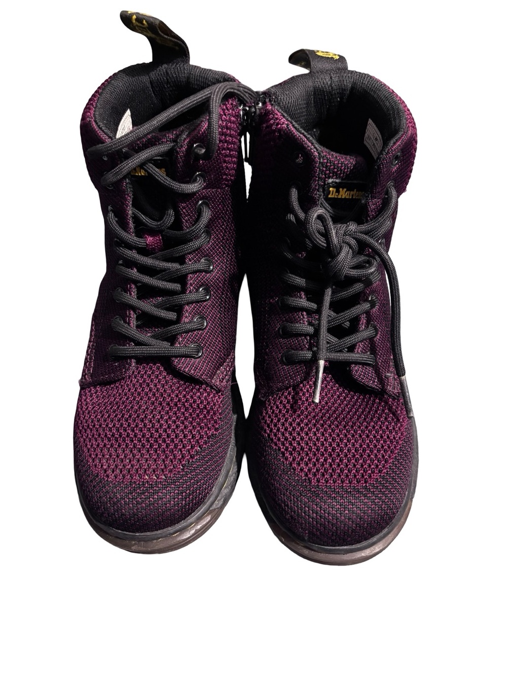 Dr. Martens Burgundy Knit Lace-Up Boots junior